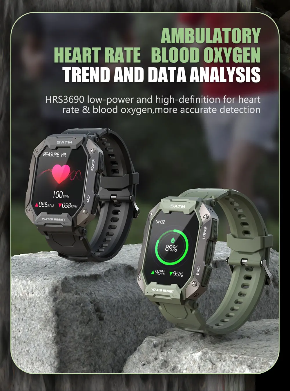 KALOSTE Smart Watch 2022 New Outdoor Sport Smart Watches Heart Rate Blood Pressure 5ATM Waterproof Bluetooth Smartwatch For Mens