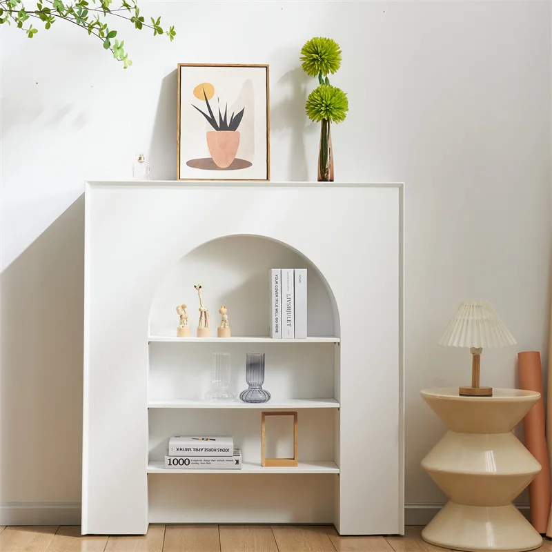 

French Retro Fireplace Decorative Cabinet Nordic White Wall Cabinet Simple Home Photography Shelf Display Display Cabinet