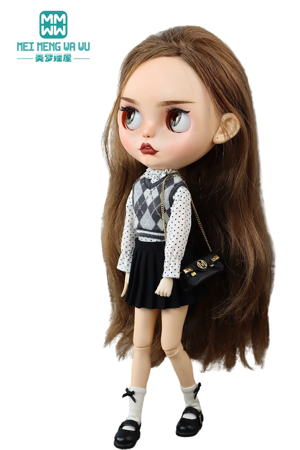 Blyth OB22 OB24 인형 액세서리 장난감 선물, 패션 격자 무늬 탱크탑, 청바지, 롱 스커트