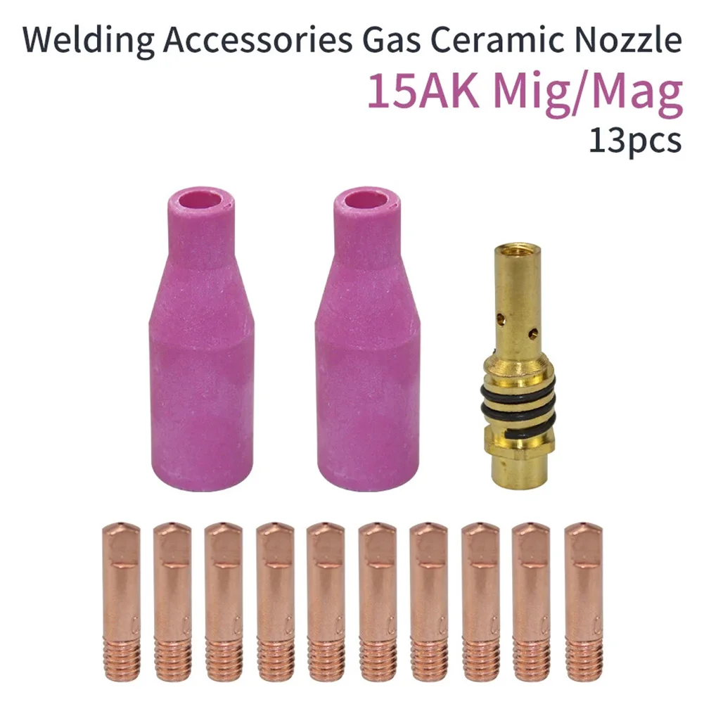 

13PC Welding Torch 15AK Argon Gas Ceramic Nozzle Holder Contact Tip For 15AK MIG Practical Tool Accessories