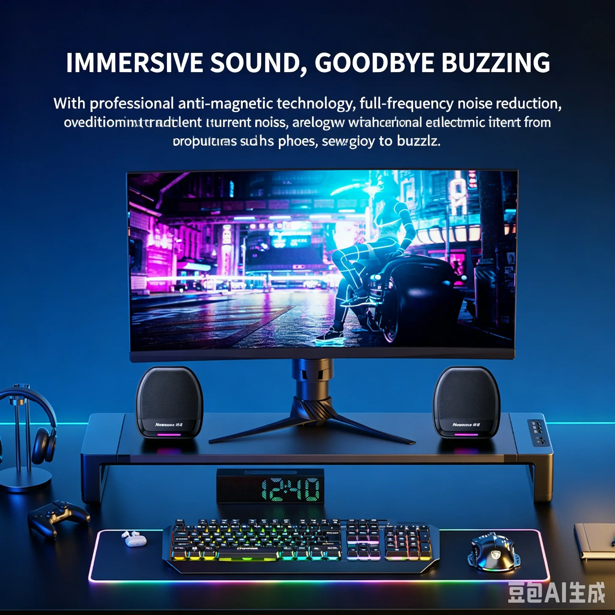 BT561 미니 데스크탑 스테레오 스피커 3W*2 중저음 RGB 무드등 USB 3.5mm 유선 게이밍 사운드 박스 (PC, 노트북, 태블릿, MP3용)