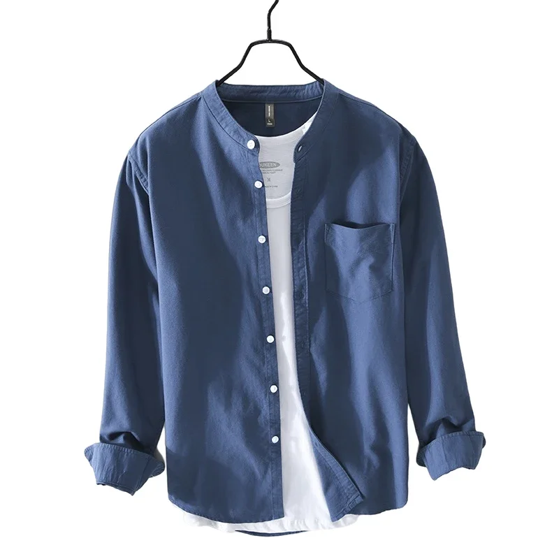 HIQOR Men's Fashion Casual Vintage Oxford Shirt - 100% Cotton