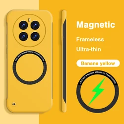 Sleek Magnetic Frameless Shockproof Phone Case with Magsafe Compatibility for Realme GT5 Pro (Banana Yellow)