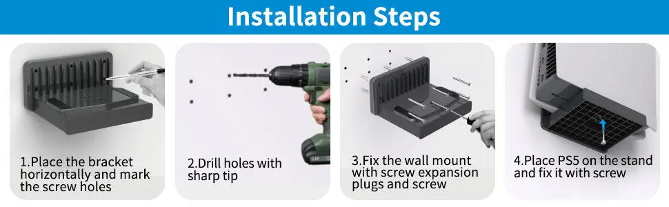 PlusAcc-soporte de pared para PS5, soporte de pared resistente