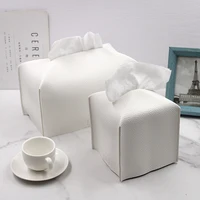 Tissue Box Cover, Modern Decorative PU Leather Rectangular Tissue Box Case Organizer Holder for Vanity Countertop 1