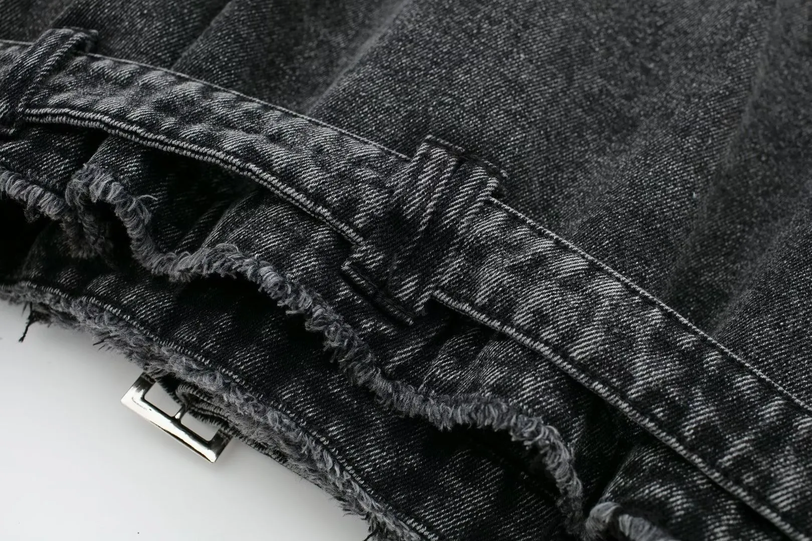 Image of Autumn Lapel Notched Collar Washing Blue Denim Jacket Vintage Women Hem Buckle Belt Draped Jean Coat Cool Outerwear 3 Color