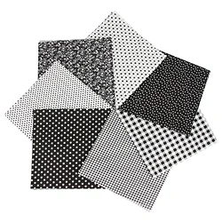 7-Piece Cotton Craft Fabric Set for DIY Patchwork and Sewing Projects (Black)