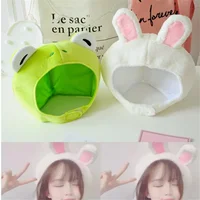 Novelty Funny Big Frog Eyes Bunny Ears Cute Cartoon Plush Hat Toy Green Full Headgear Cap Cosplay Costume Party Dress Up Hat 1