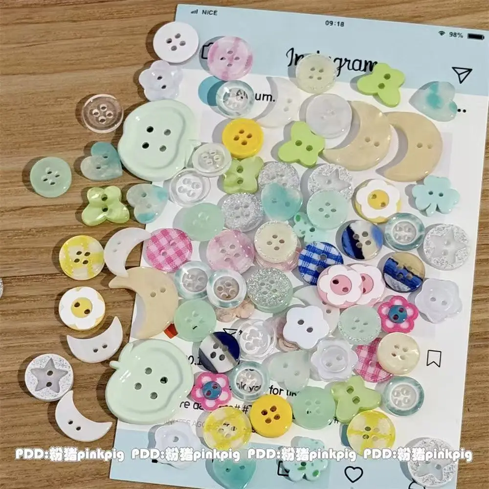 10/20개 혼합 색상 수제 레진 원형 2/4홀 단추, 의류 액세서리 공예 스크랩북킹 DIY 의류 용품