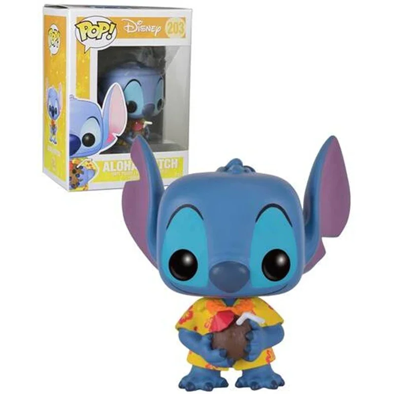 Nuovo Arrivo Funko Pop Stitch Series Aloha Stitch 203 # Coconut Action Figure Collection Model Toys For Children Birthday Gift