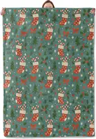 Christmas Stocking Blanket Gifts for Adults Women Girls Kids,Festive Red Socks Candy Canes Flannel Blankets for Bedroom, Camping