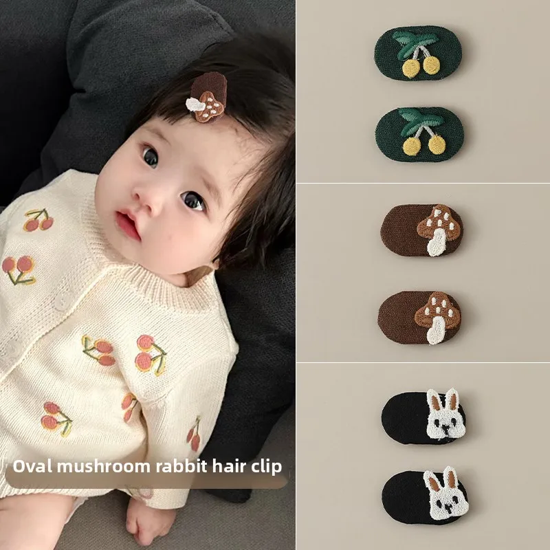 Süße Baby Mädchen Haarspangen Set Hase Pilz BB Clips Stickerei Kinder Haarschmuck Stoff kleine Haarnadel Set Haarschleifen Mädchen