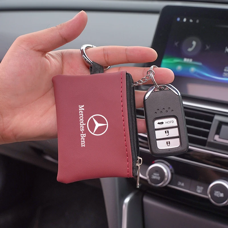 PU Leather Car Key Case Dust Key Bag Accessories For Mercedes Benz AMG W205 C300 W203 W206 W108 W124 W126 W140 W168 W169 W176