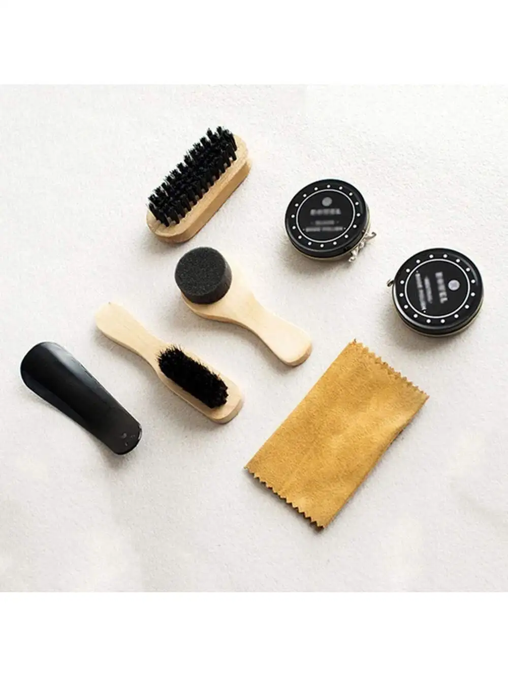 8pcs Shoe Shine Care Kit Black & Transparent Polish Brush Set Home Genuine Leather Shoe Care Set Polish Tool with Bag 3