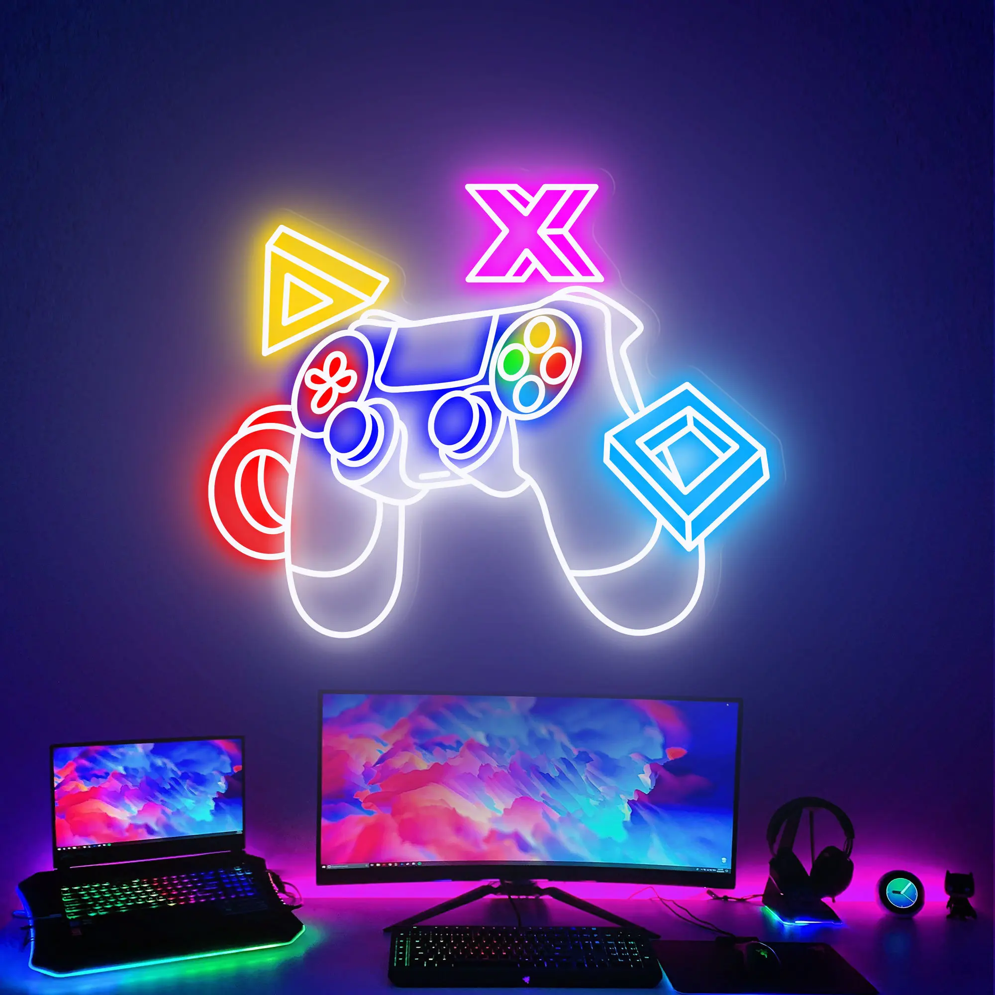 Enseigne LED Néon Manette De Jeu - Décoration Gamer Personnalisable - Lumière USB Pour Chambre, Anniversaire Ou Fête