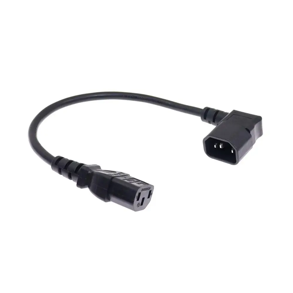 IEC 320 C14 앵글형 남성-여성 케이블, 90도 C14-C13 전원 연장 케이블 (PDU UPS용), H05VV-F VDE AC 코드