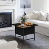 Square Coffee Table with Round Corners,2 Tier Farmhouse Small Coffee Table for Small Space,Modern Low Center Living 2