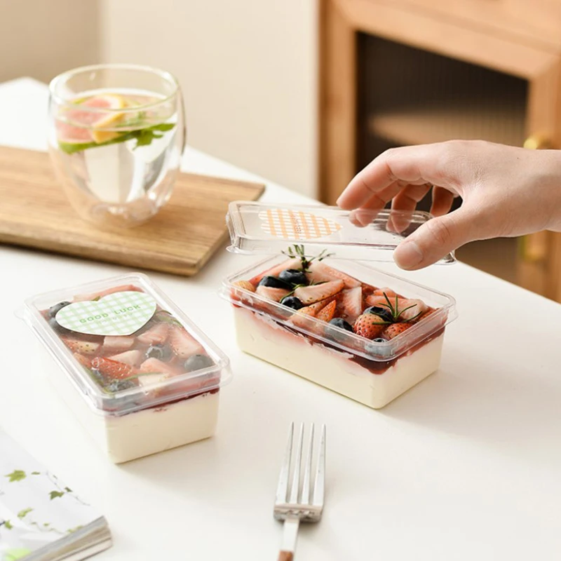 10pcs Transparent Plastic Hinged Takeout Containers,Food Packaging Boxes,Suitable For Desserts,Cakes,Cookies, Salad,Food