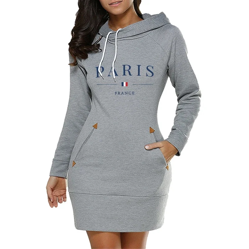 Comfortable Midi Dresses Hot Sales Collar Zipper Design Fashion Simplicity Autumn 2024 Winter Hoodies Casual Pocket Long Sleeves
