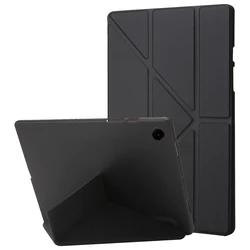 Magnetic Y - Fold Stand Tablet Case - Premium TPU Leather Silicone Cover, 8.7 Inch for Tab A9  8.7inch - 2023 (Black)