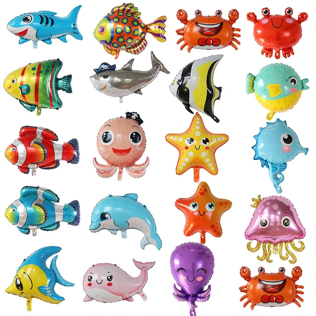 Large Sea Animals Foil Balloons Shark Fish Helium Air Globos Baby