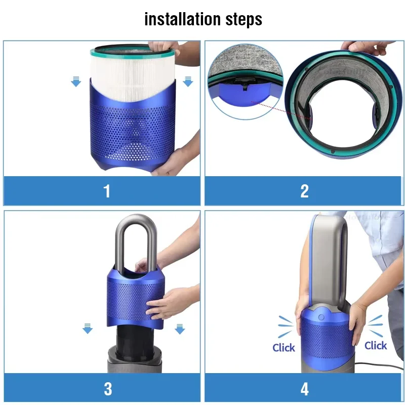 공기청정기 교체용 HEPA 카트리지 다이슨 HP00 HP01 HP02 HP03 DP01 DP03용 활성탄 유리섬유 복합 필터