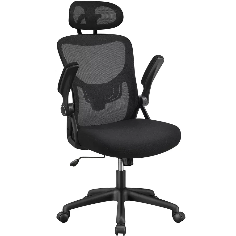

Adjustable High Back Mesh Office Chair with Folding Padded Armrests, Black