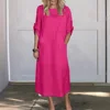 Autumn New Cotton Women's Dress Fashionable Solid Color Loose Casual 5