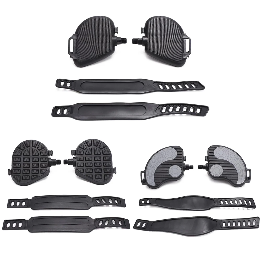 Description Picture 3 of item1 Pair Exercise Bike Pedals With Rubber Straps For Spin Bicycle And Indoor Stationary Bike Fitness Bike Pedal Accessories