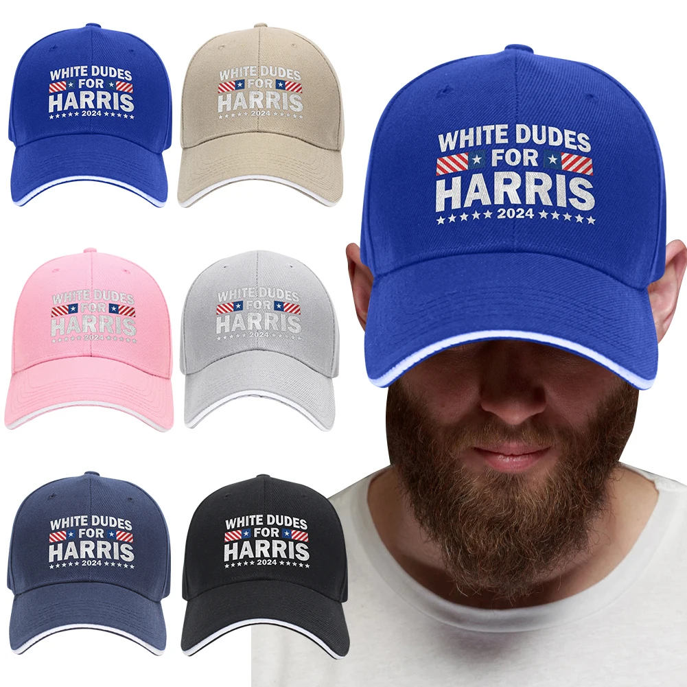 White Dudes for Harris Harris Hat Adjustable Baseball Cap Breathable President Hat Snap Back Dad for Outdoor Sports