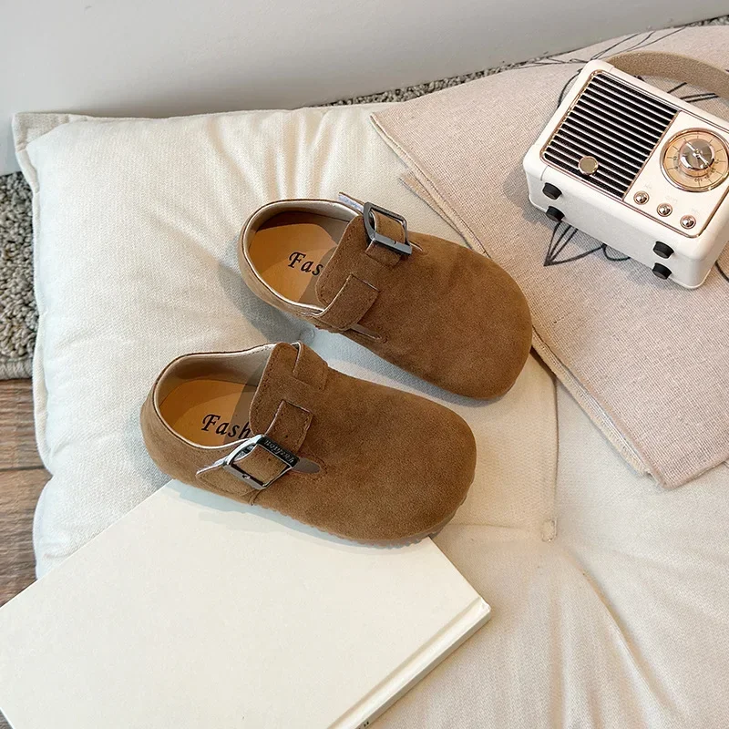 Boys Girls Casual Shoes Sweet Soft Sole Children Moccasins Hook&loop Autumn New Fashion Kids Flat Shoe Dirt-Proof Round Toe