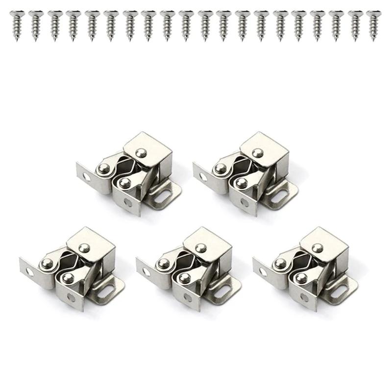 Set of 5 double door catches easy installation closet catches strong hold steel door latch