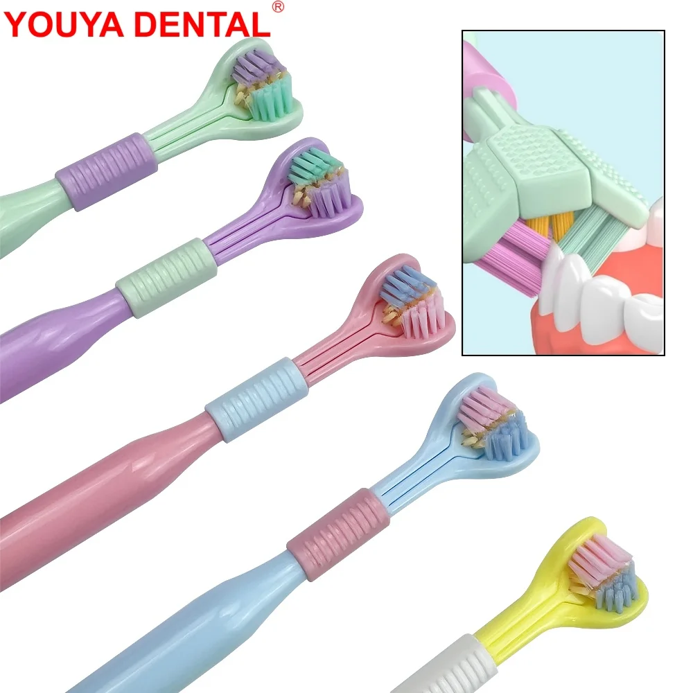 

2pcs Adults Three Sided Toothbrush 3D Stereo Toothbrushes Soft Bristle Tooth Brush Tongue Scraper Teeth Deep Cleaning Tools New