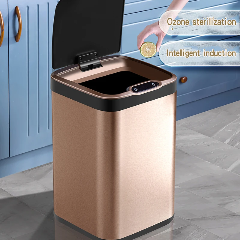 

8L/13L Intelligent induction sorting trash can kitchen large-capacity dry and wet separation home living room stainless steel