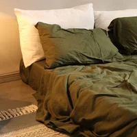 Bed Sheet Set 4 Piece 100% Pure Linen Bedding 1 Flat Sheet 1 Deep Pocket Fitted Sheet 2 Pillowcases Flax Sheets Set Bedding Set 5
