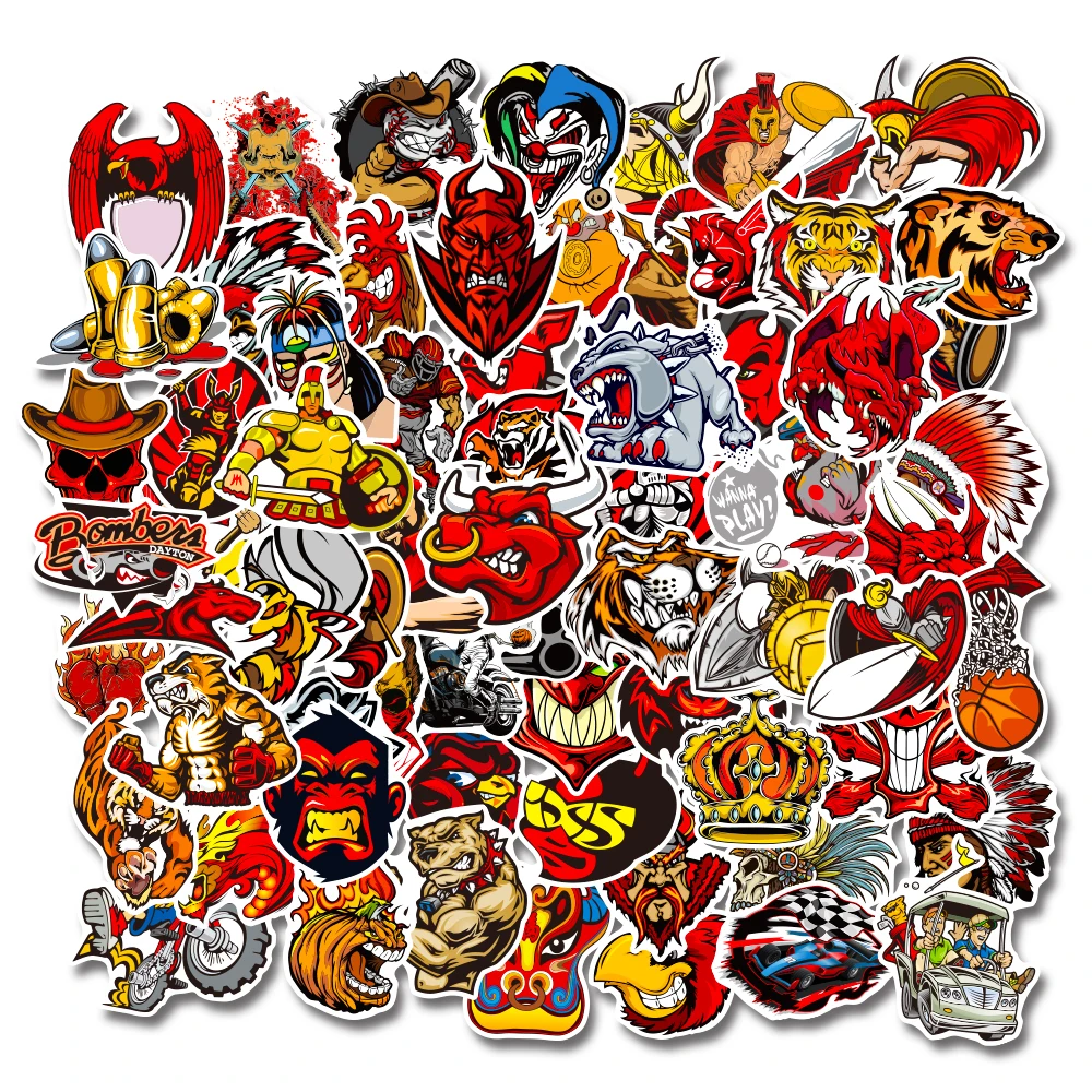 

10/30/50/100 PCS Classic Red Graffiti Knight Sticker For Laptop Skateboard Luggage Motorcycle Guitar Cool Cartoon DIY Decals Toy