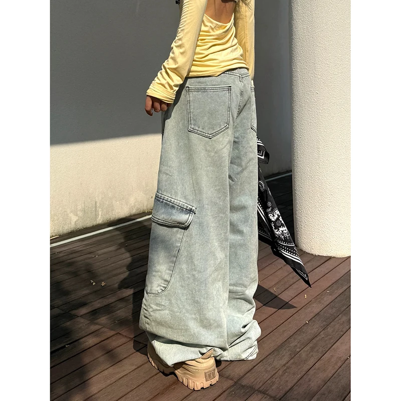 YIBASHU Women Black Gothic Emo Y2k Jeans Japandi Style Vintage Oversize Wide Jean Pants Harajuku Baggy Denim Trousers Clothes 5