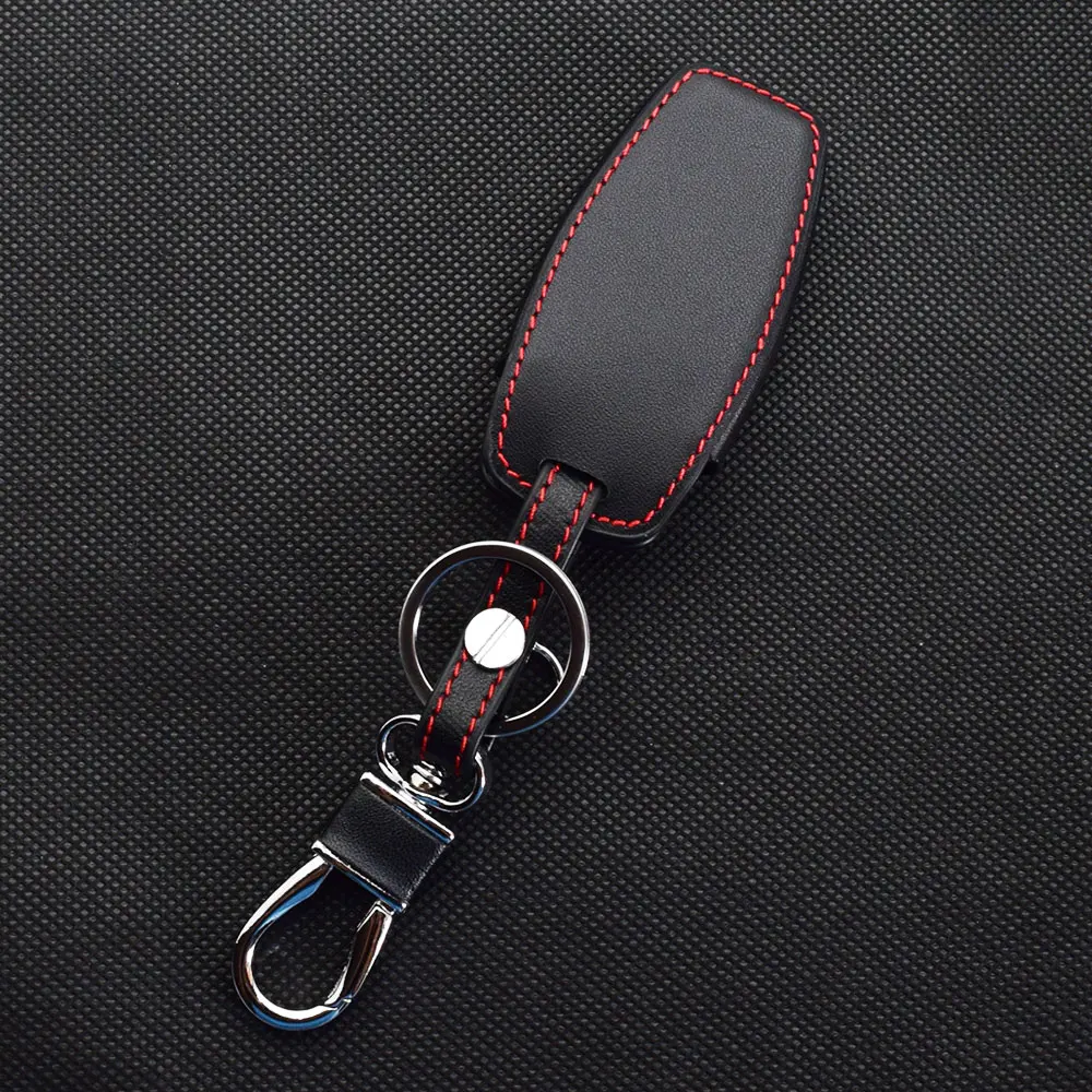 Leather Car Key Cover Smart Remote Control Fobs Shell Protector Case Auto Accessory For Mitsubishi Outlander eK Series 2021 2022