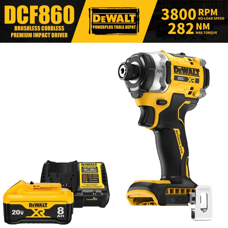 

DEWALT DCF860 Kit Brushless Cordless Premium Impact Driver 282NM 20V Power Tools With Battery Charger