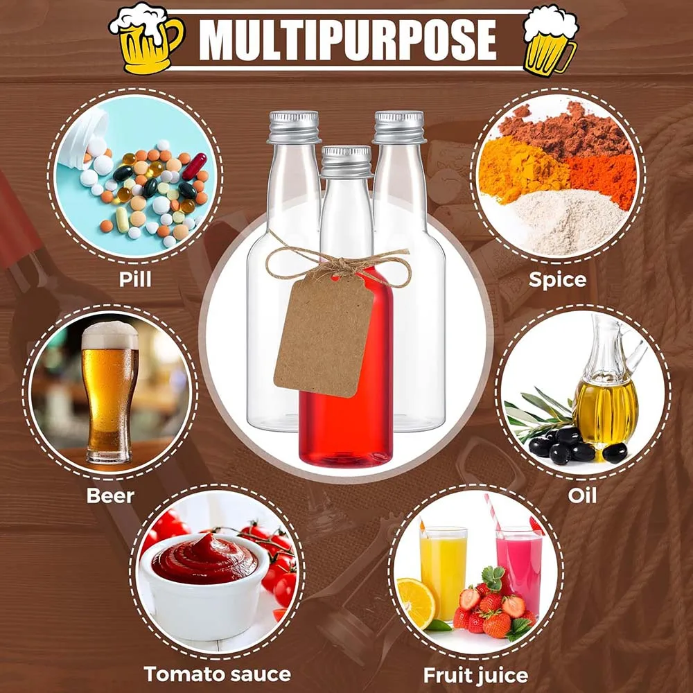Mini Liquor Bottles Set 2 oz Small Plastic Spirit Bottles Mini Wine Bottles Plastic Alcohol Shot Bottles Party Favors 4