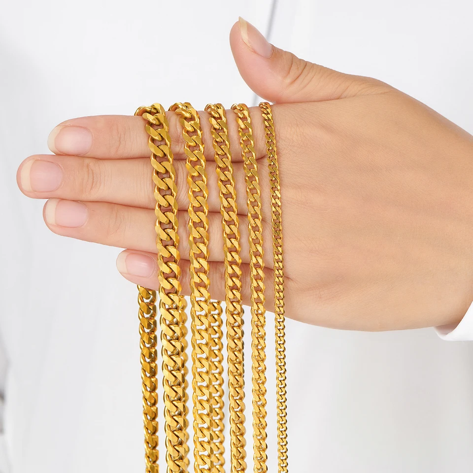 Catena Hip Hop Punk cubana placcato oro 18k catena a maglie pesanti girocollo in