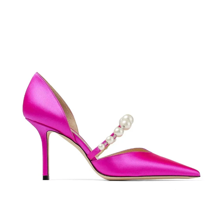 

Elegant Women Pumps New Design Pearl Women's Party Shoes Bride Wedding Shoes High Heels Stilettos High-heeled Shoes Silk Summer