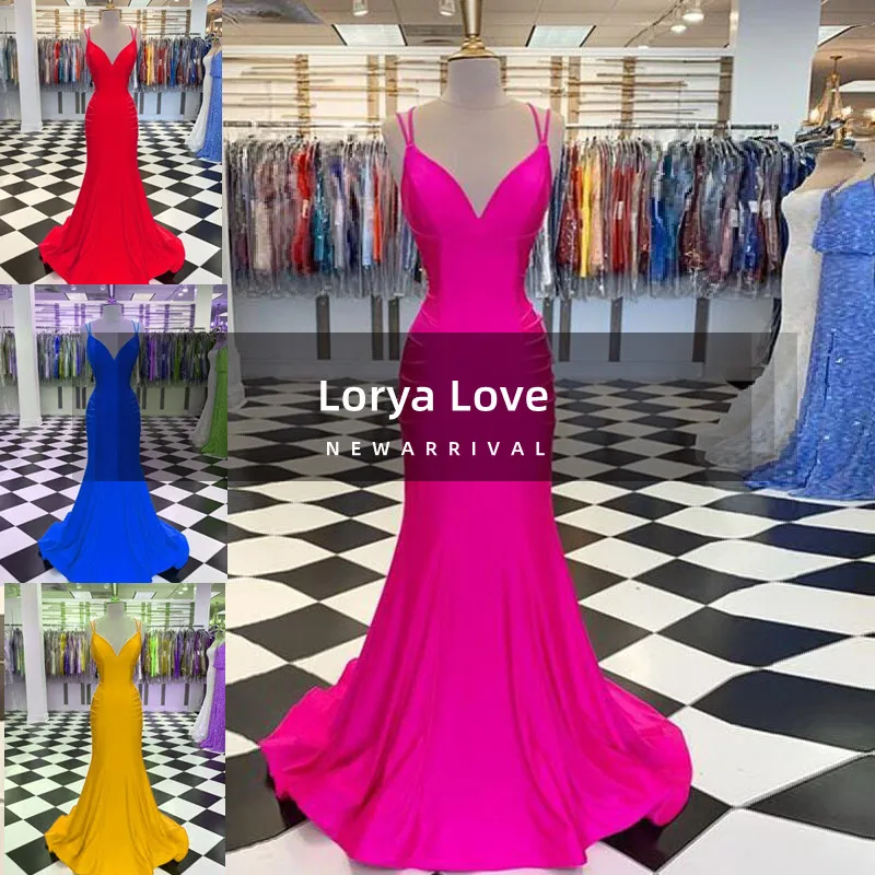 

Fuchsia 2022 Satin Prom Gowns Mermaid Spaghetti Straps Hollow Back Wine Red Formal Evening Party Gown Under 100 Bridesmaid Dress