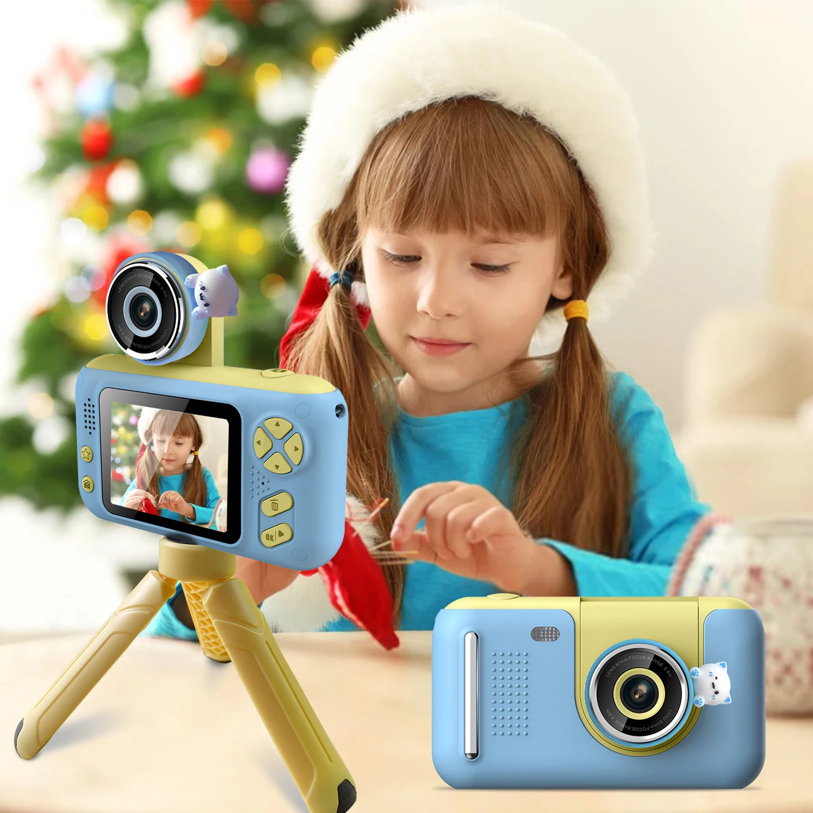 Videocámara Irfora Cámara digital para niños 1080P Mini cámara de video  para niños 40MP Pantalla IPS de 2.4 pulgadas Lente giratoria de 180 °  Batería incorporada Lindos marcos de fotos Juegos Irfora