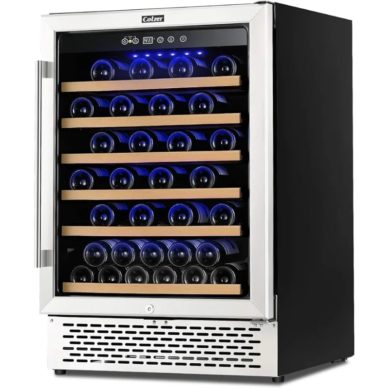 

COLZER Premium 24-дюймовый винный охладитель, 51 бутылочный винный холодильник с 2 замками, контроль влажности, интеллектуальный цифровой Модернизированный компрессор