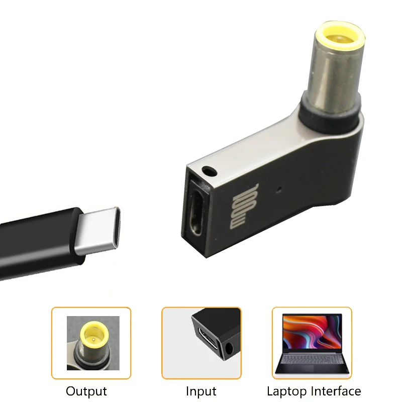 100W USB-C to DC Power Adapter Converter for Universal Laptop Charging