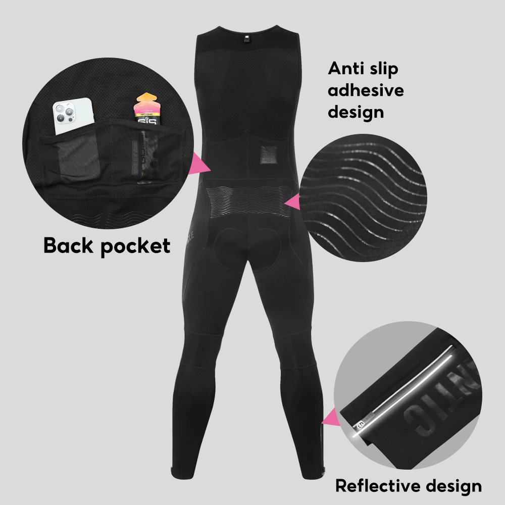 Santic Winter Cycling Bib Pants Windproof Warm Bib Pants Cycling Breathable Non Slip Sponge Cushion Clothes
