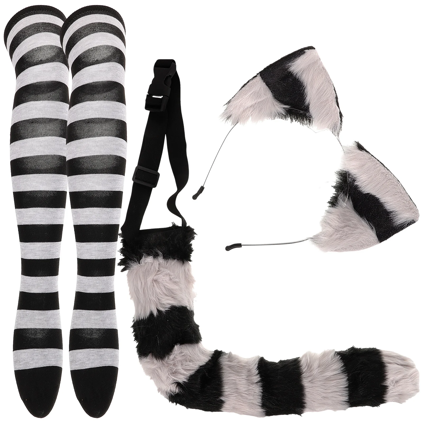 

Fox Tail Ears Stocking Set Cat Wolf Ears Tail Set Animal Furry Tail Ears Headbands Halloween Xmas Fancy Party Cosplay