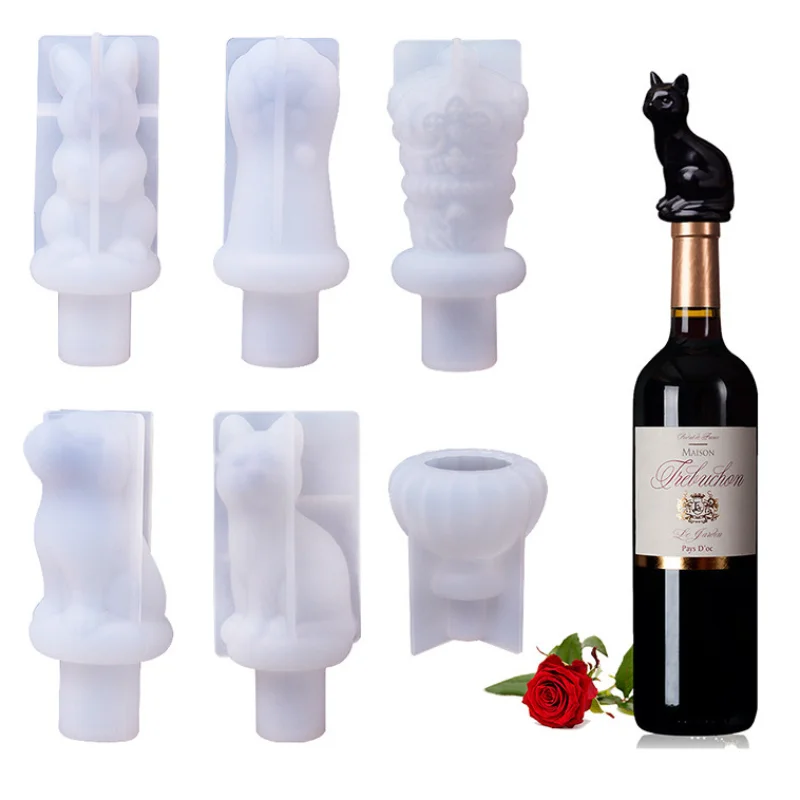 Red Wine Bottle Stopper Mold Animal Silicone Mould Cat Dog Rabbit Cork