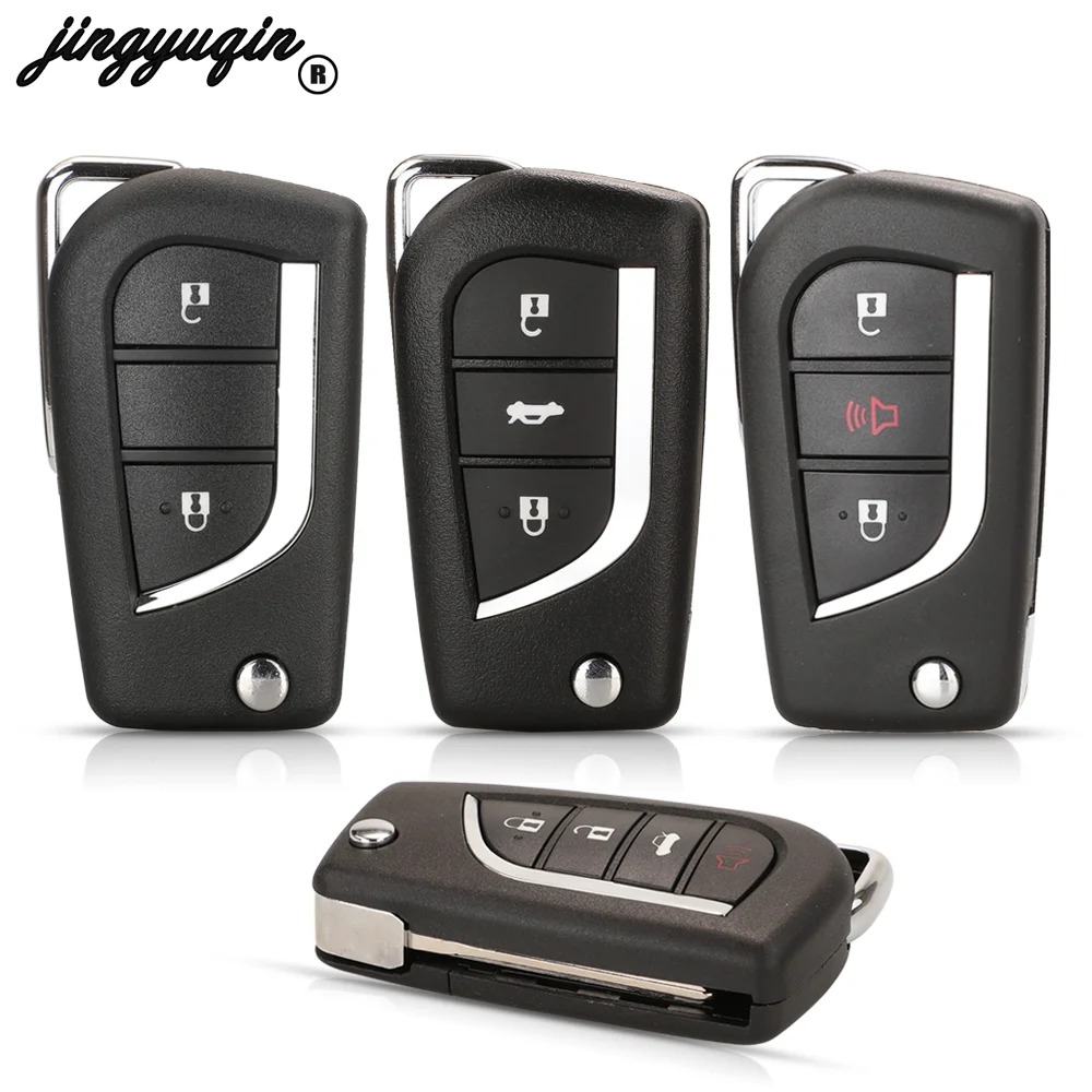 Premium Flip Remote Car Key Shell Case with 2/3 Buttons - Replacement Key Blade Included